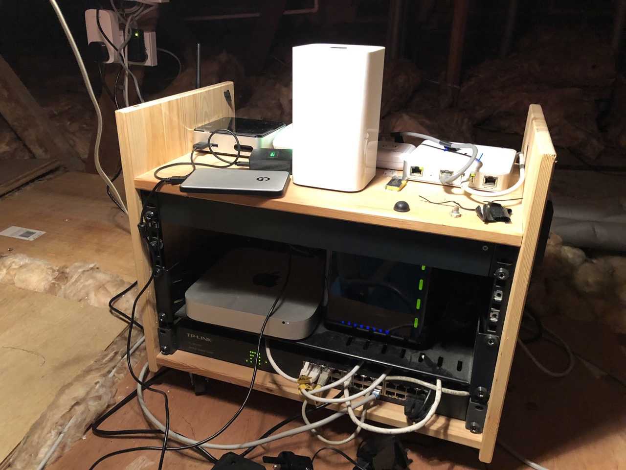 How the homelab was setup in the loft